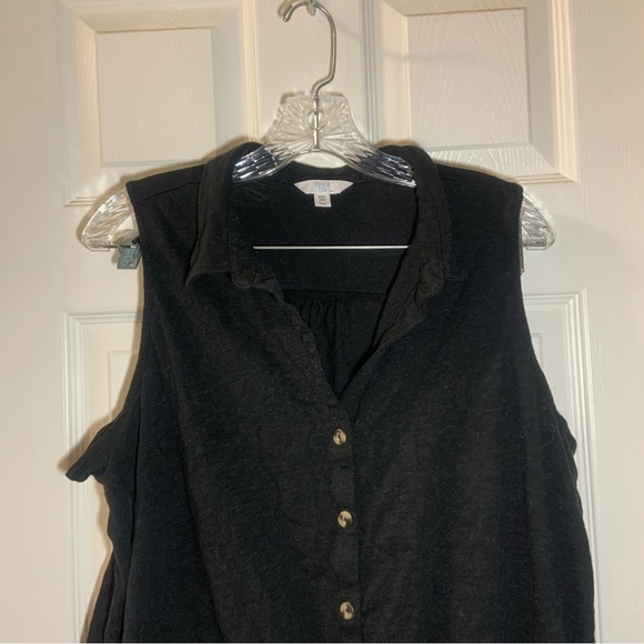 Time & Tru Black Collared Sleeveless Button Front Tie Knot Blouse XXL - Picture 4 of 8